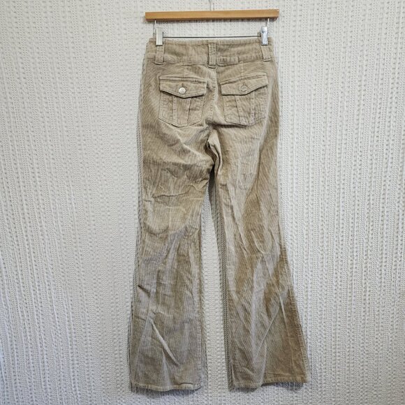 Forever 21 Y2K Style Flare Corduroy Tan Mid-Rise Trouser Pants Size Small - Picture 5 of 16